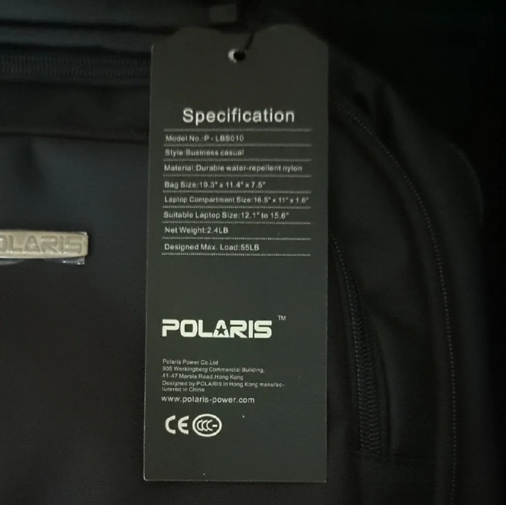 Polaris Sleek Black Laptop Backpack - Unisex